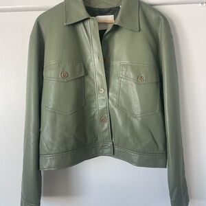 Aritzia Green Leather Jacket